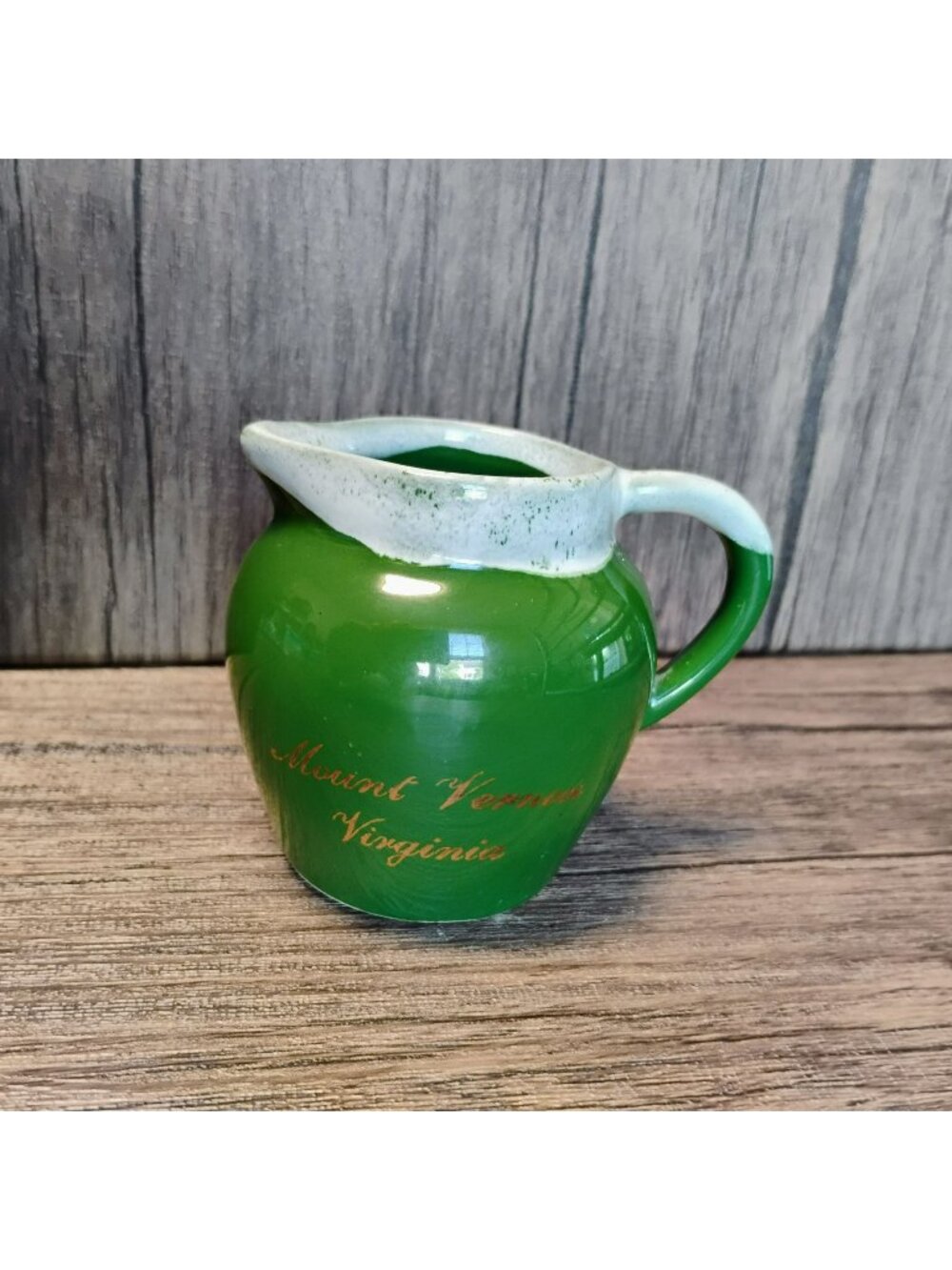 Vintage Paden City Artware PCA Small Pitcher, Mount Vernon Virginia, Green Lava